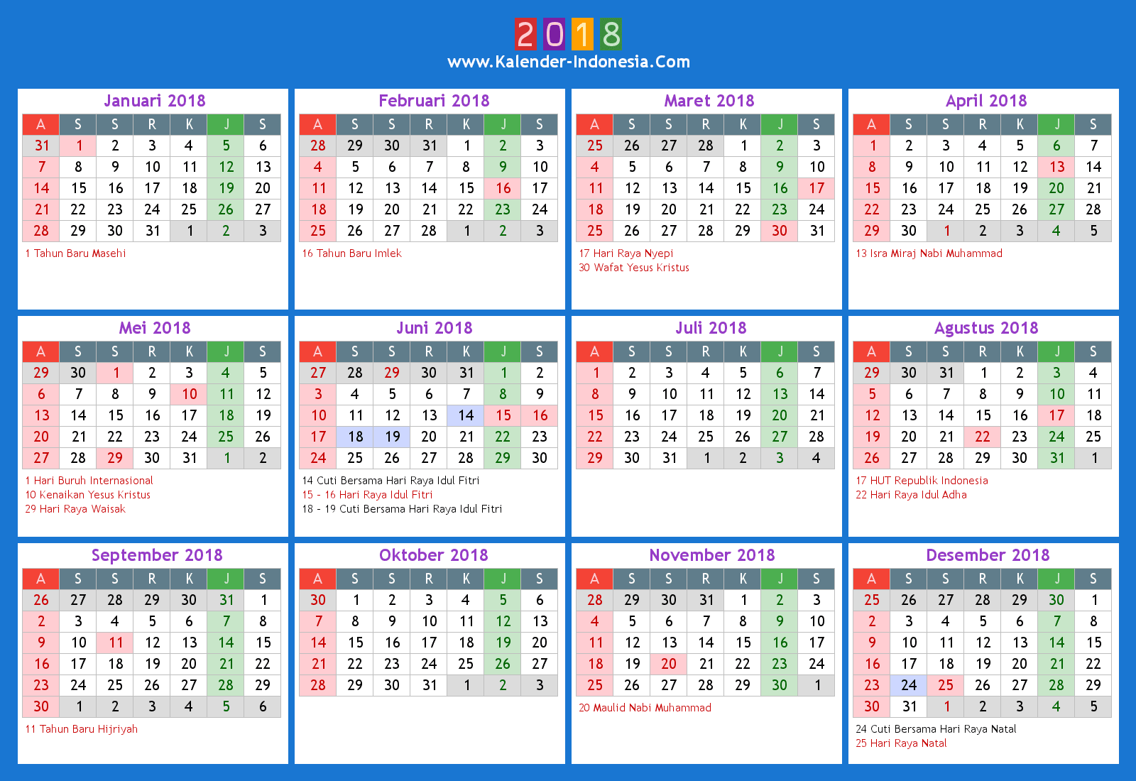Jadwal Kalender Liburan Tahun 2018 | Trip Jalan Jalan